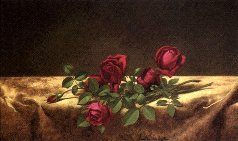 Martin Johnson Heade Roses Lying on Gold Velvet China oil painting art